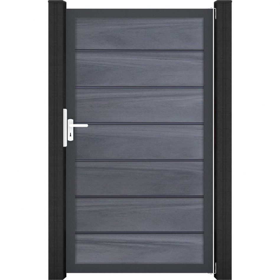 GroJa Einzeltor Solid Grande Premium Steckzaun Steingrau co-extrudiert, 100 cm, Anthrazit DB 703