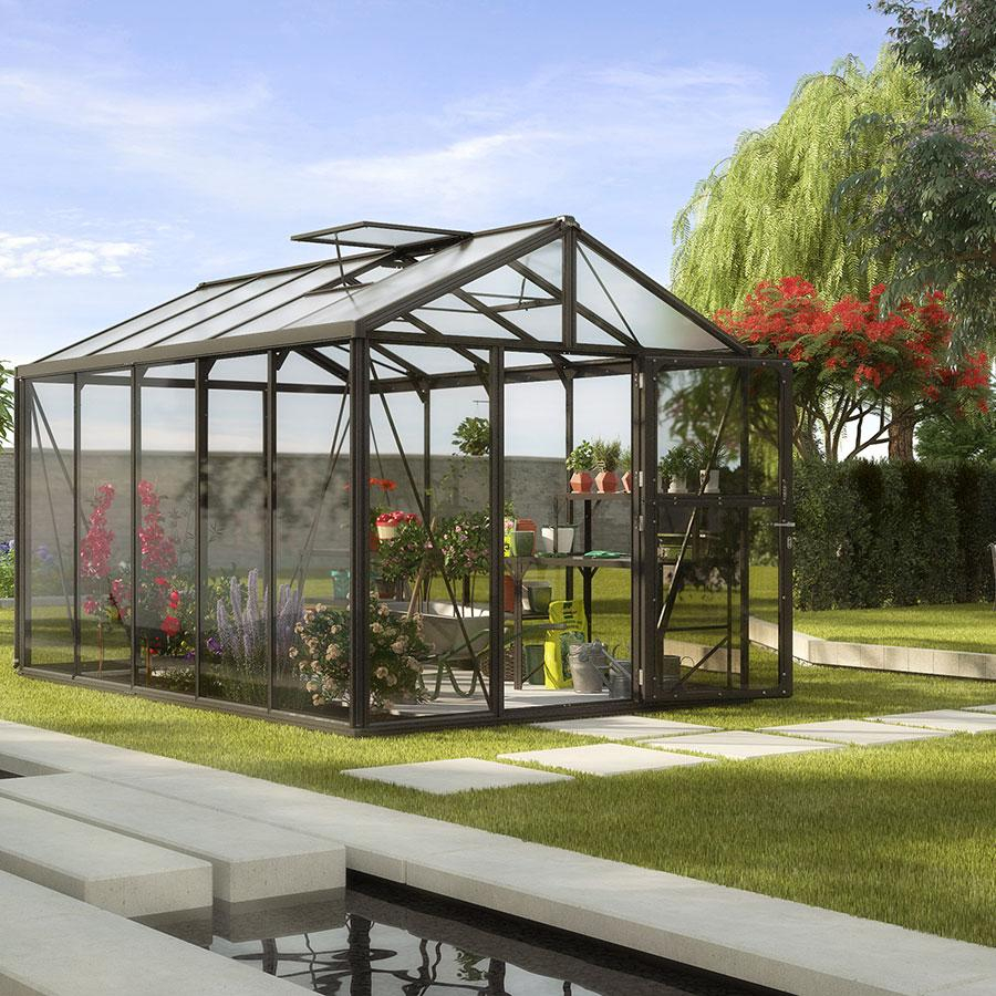 Vitavia Gewächshaus Zeus Tomatenhaus Schwarz Kombiverglasung, 391x258x250 cm (LxBxH)