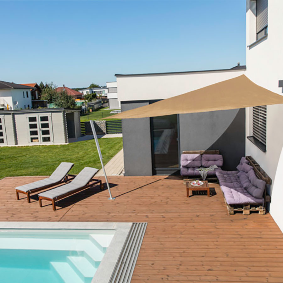 Windhager Voile d'ombrage CAPRI roseau Protection solaire, 5x5x5 m, triangulaire