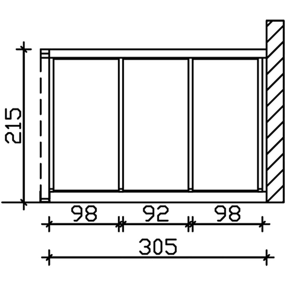 Skan Holz Seitenwand Polycarbonat Wandanbau Weiß, 305x200 cm
