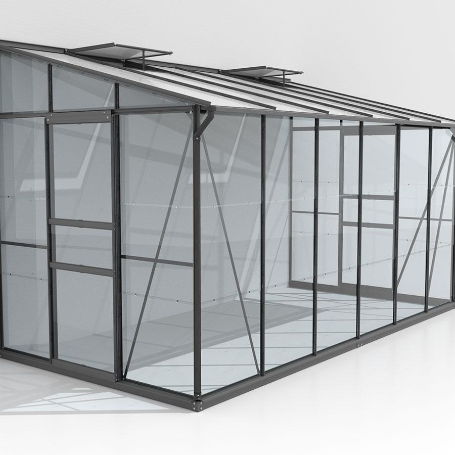 Vitavia Anlehngewächshaus Osiris Tomatenhaus Kombiverglasung Schwarz, 201x387x221 cm (LxBxH)