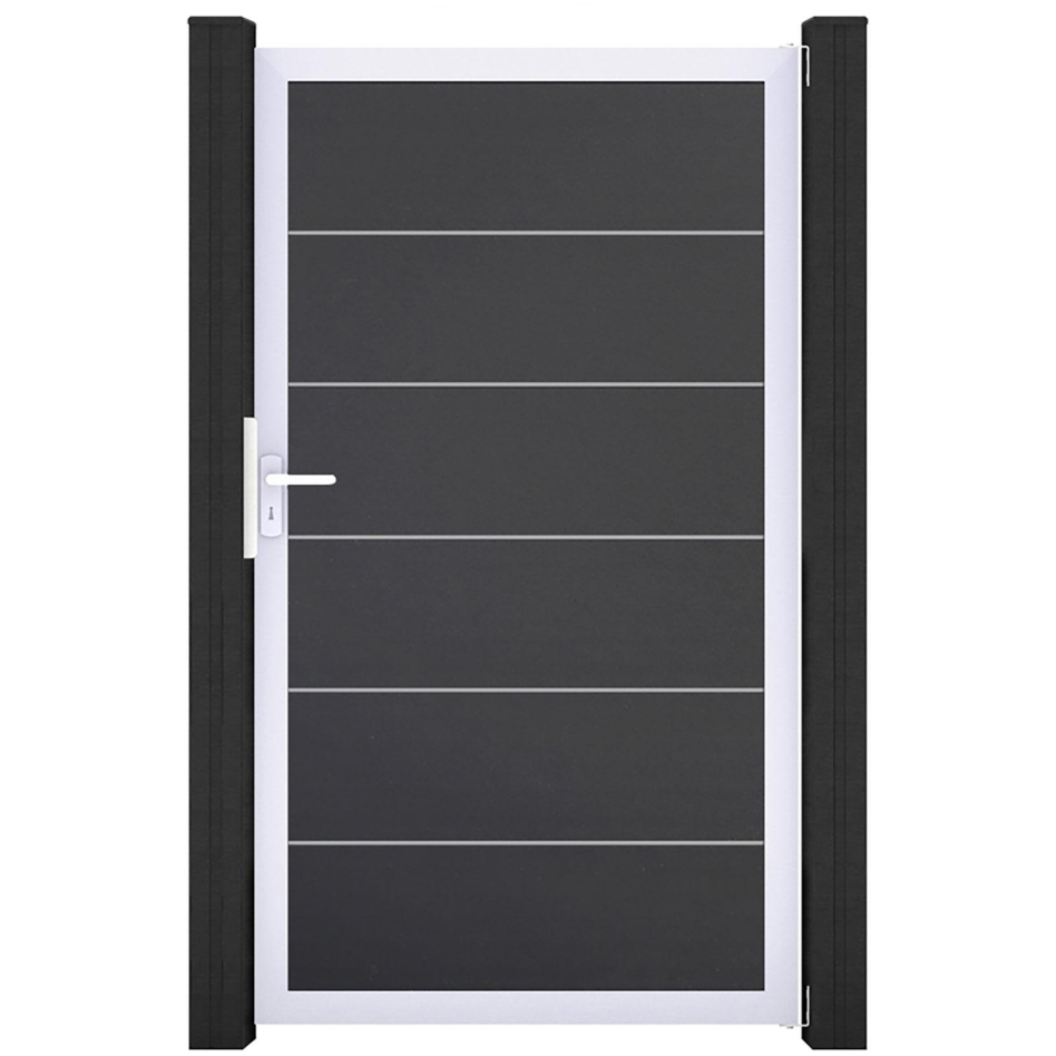 GroJa Einzeltor BasicLine Premium PVC-Steckzaun Anthrazit , Silber EV1