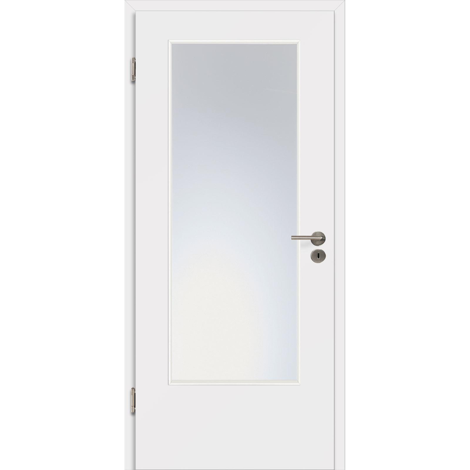 Kilsgaard Zimmertür mit Lichtausschnitt Rauchweiß Lamikor Typ 43/LA Rundkante, DIN Links, 985x1985 mm