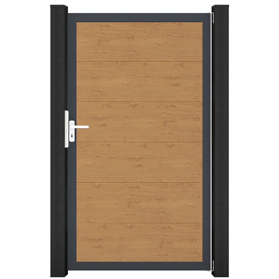 GroJa Einzeltor BasicLine PVC-Steckzaun Asteiche Natur , Anthrazit DB 703