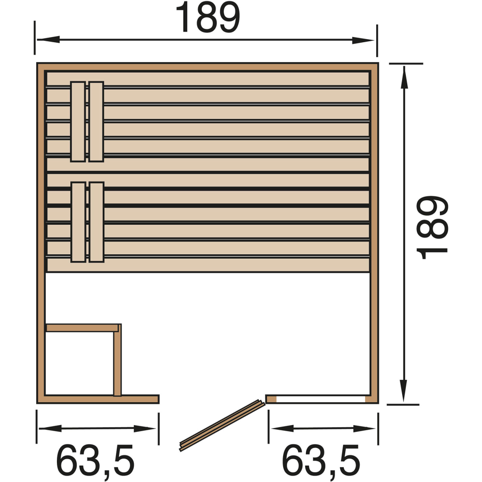 Weka Sauna Valida 2 mit Zusatzfenster, 189 x 203 x 189 cm
