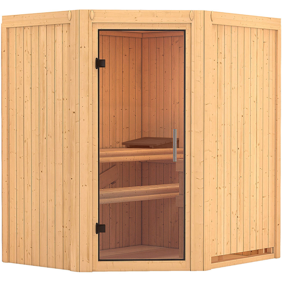 Karibu Sauna Tonja, sans poêle, Porte tout verre,sans corniche,vitrage claire