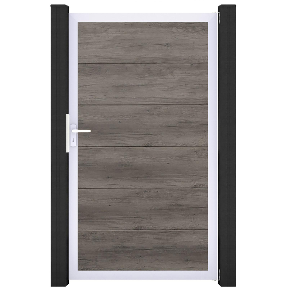GroJa Einzeltor BasicLine PVC-Steckzaun Monument Oak , Silber EV1