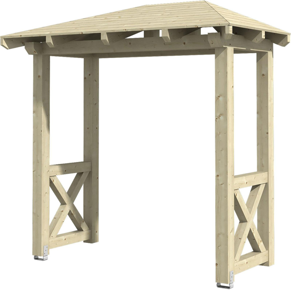 Skan Holz Vordach Wismar Dach mit Seitenteil Natur, Typ 4