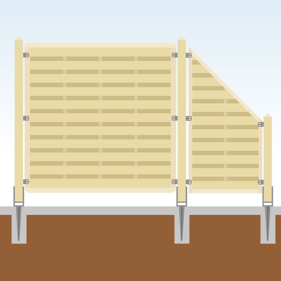 TraumGarten Sichtschutzzaun Basic Komplett-Set Holz Sichtschutz Lamellenzaun, mit Endelement, 149 cm,2,Einbetonieren,keine