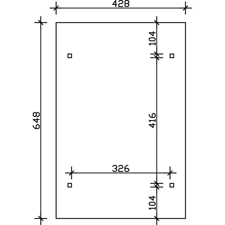 Skan Holz Einzelcarport Odenwald Eiche Hell Unterstand, gerade Kopfbänder, 428x648 cm