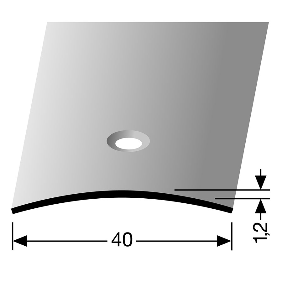 Barre de seuil de transition en acier inox poli PARKETTFREUND, 100 cm, 1 mm,40 mm