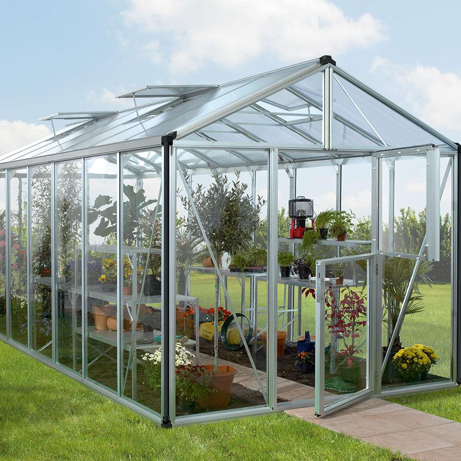 Vitavia Gewächshaus Zeus Tomatenhaus Silber Kombiverglasung, 540x258x250 cm (LxBxH)