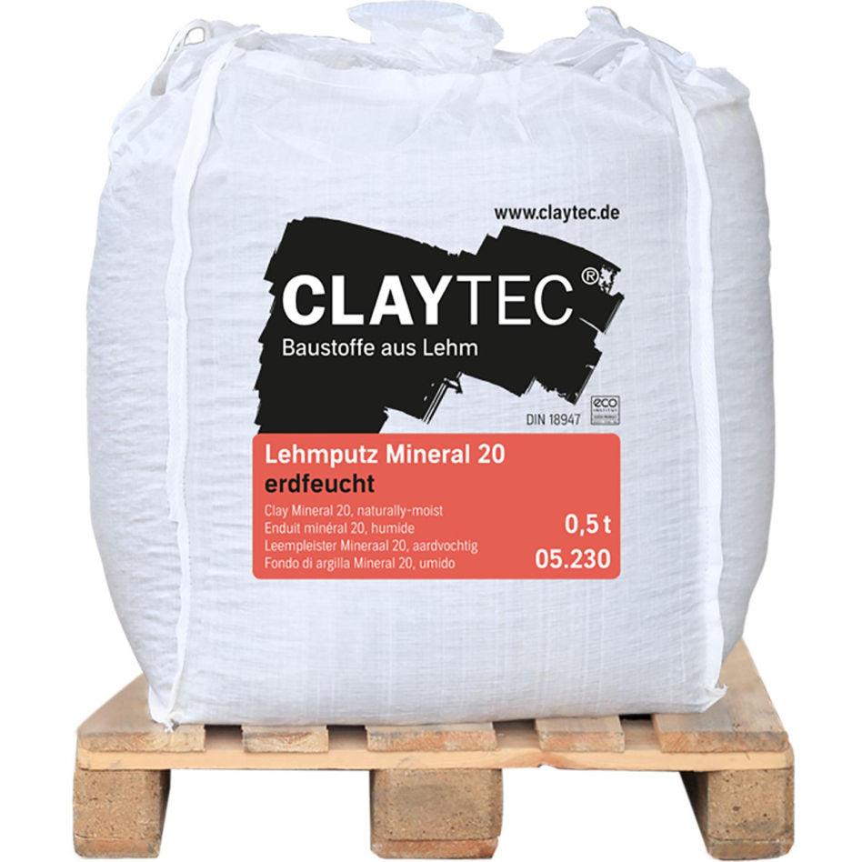 ClayTec Enduit d'argile Mineral 20, HUMIDE EN TERRE, 500 kg (Bigbag)