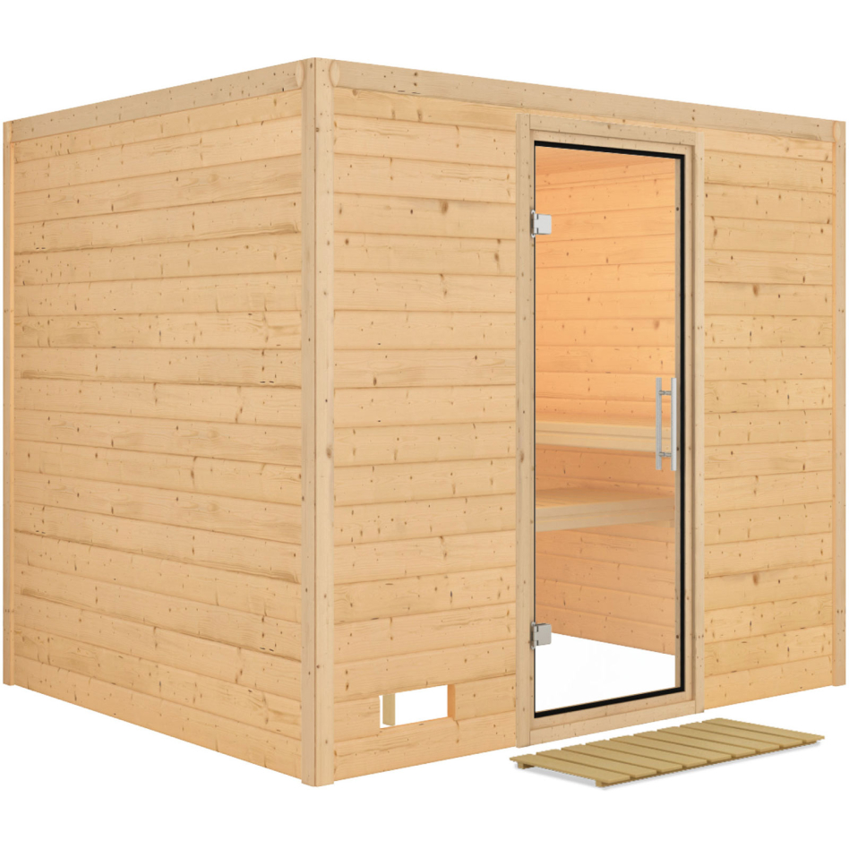 Karibu Sauna Sonara, sans poêle, Porte tout verre,sans corniche,vitrage claire