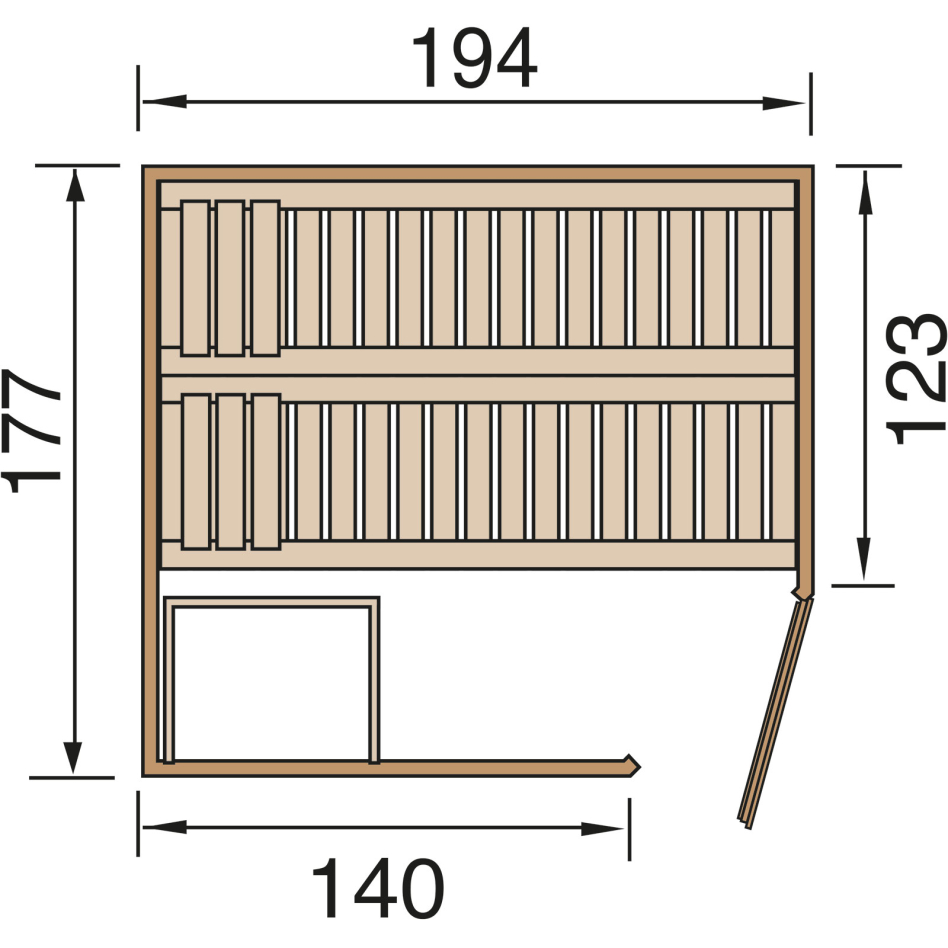 weka Sauna Ecksauna VARBERG Fichte, Glastür, 194x177 cm