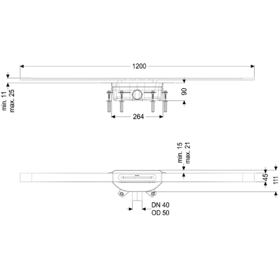 KESSEL Caniveau de douche Linearis Infinity 90 DN 50 inox brossé, 1200 mm