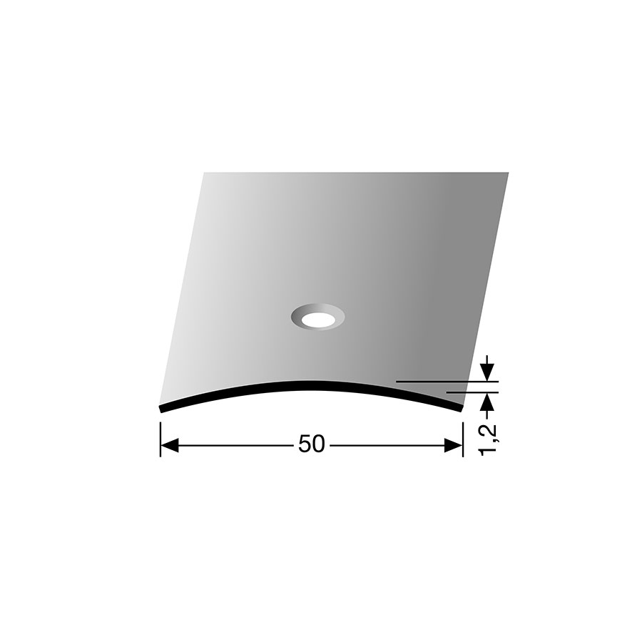 PARKETTFREUND Übergangsprofil Edelstahl poliert Schrauben und Dübel Übergangsschiene grau, 200 cm, 1,2 mm,50 mm Image