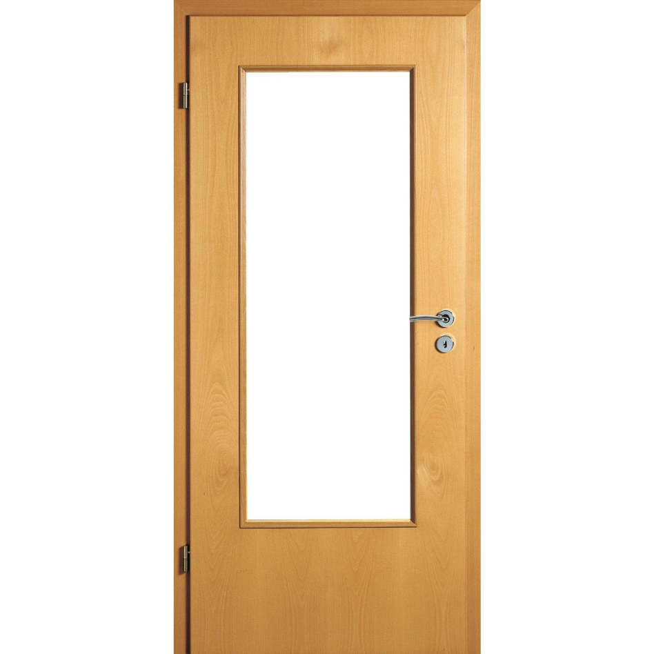Kilsgaard Zimmertür mit Lichtausschnitt/Glas Buche Lamikor Typ 43/LA Rundkante, DIN Links, 610x1985 mm,ohne Verglasung