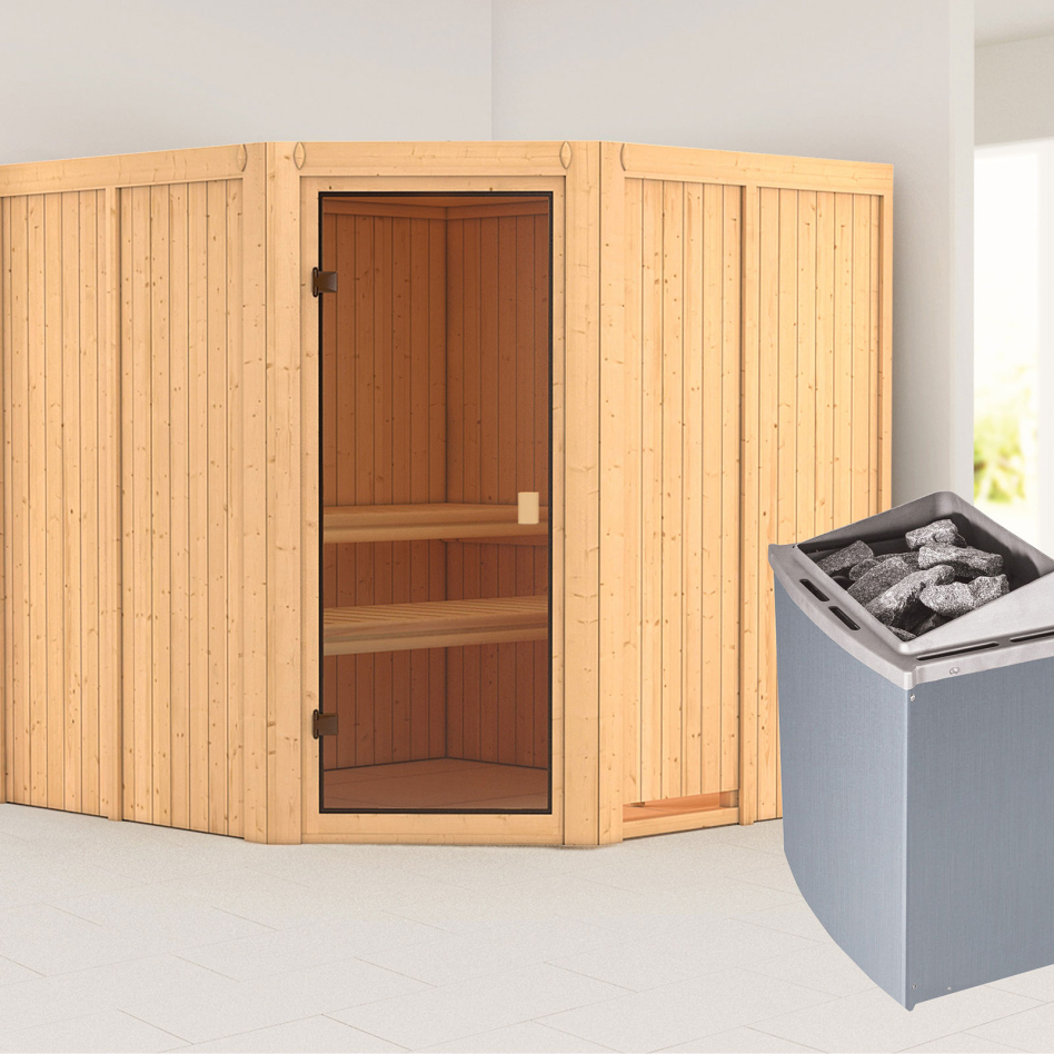 Sauna Karibu Woodfeeling Kotka, 9 kW cmd intégrée