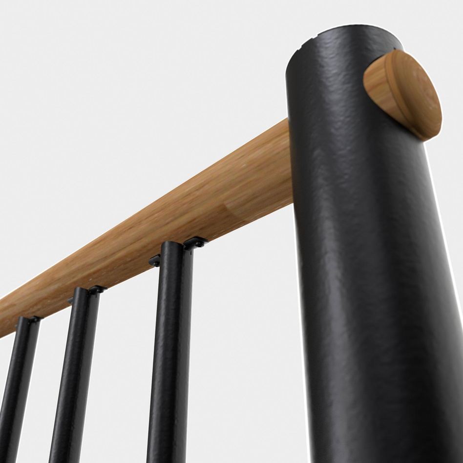 Minka balustrade noire avec barres verticales et main courante bois droit, laqué, Chêne