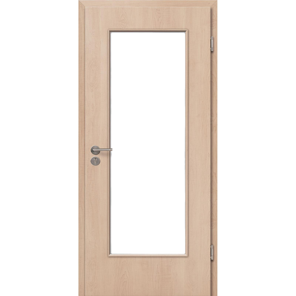 Kilsgaard Zimmertür mit Lichtausschnitt/Glas Nova Ahorn Lamikor Typ 43/LA Rundkante, DIN Rechts, 610x2110 mm,ohne Verglasung