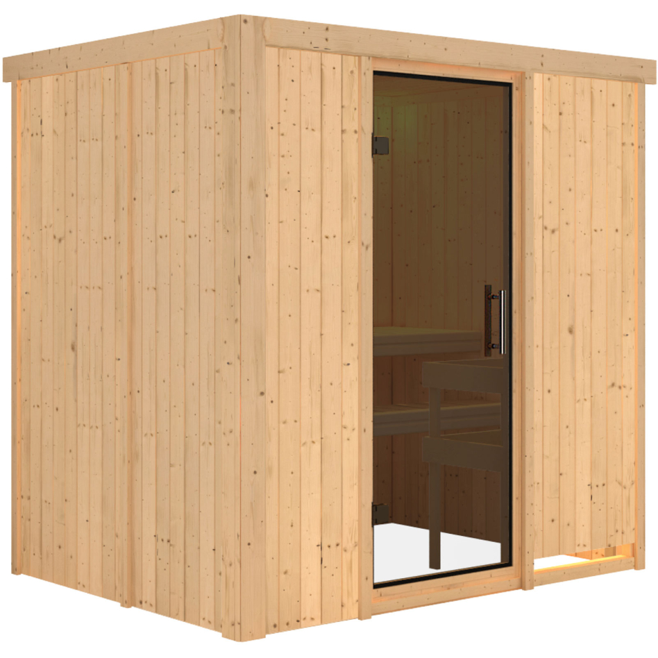 Karibu Sauna Fanja, sans poêle, graphit,Porte tout verre,sans corniche