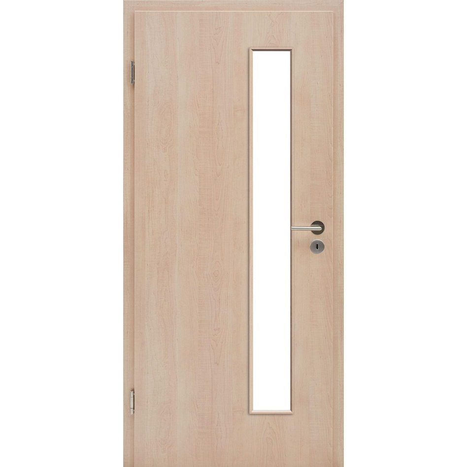 Kilsgaard Zimmertür mit Lichtausschnitt schmal schloßseitig Nova Ahorn Lamikor Typ 43/LA S-05 Rundkante, DIN Rechts, 985x2110 mm
