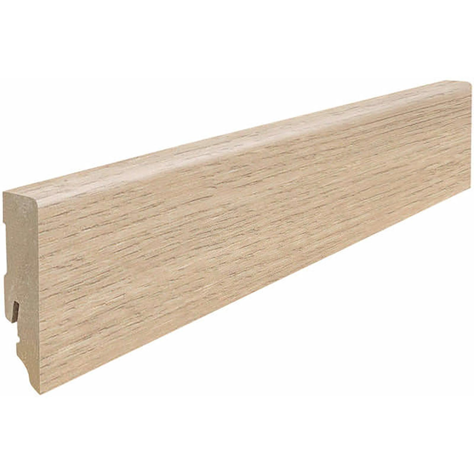 HARO Stecksockelleiste Cube Eiche Eleganza cremeweiß Flavia weiß Fußleisten, 2200x16x58 mm