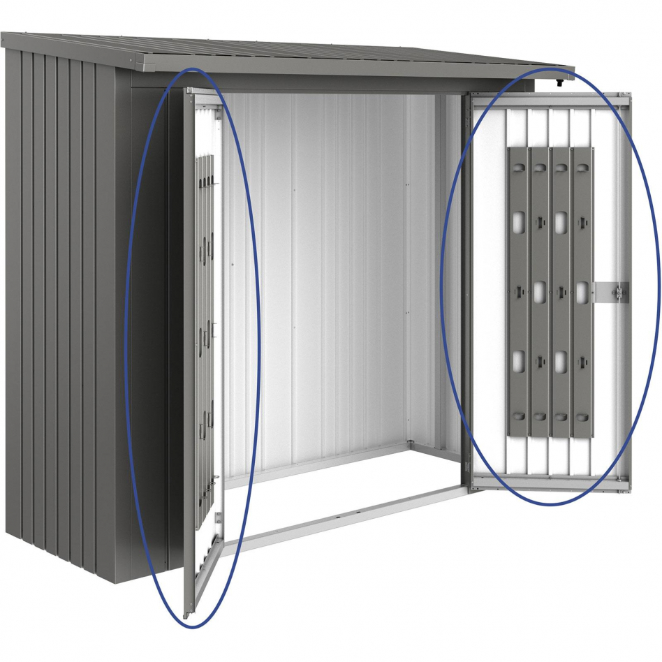 Biohort Türpaket Kaminholzregal Woodstock quarzgrau-metallic, 230 (229x171 cm)