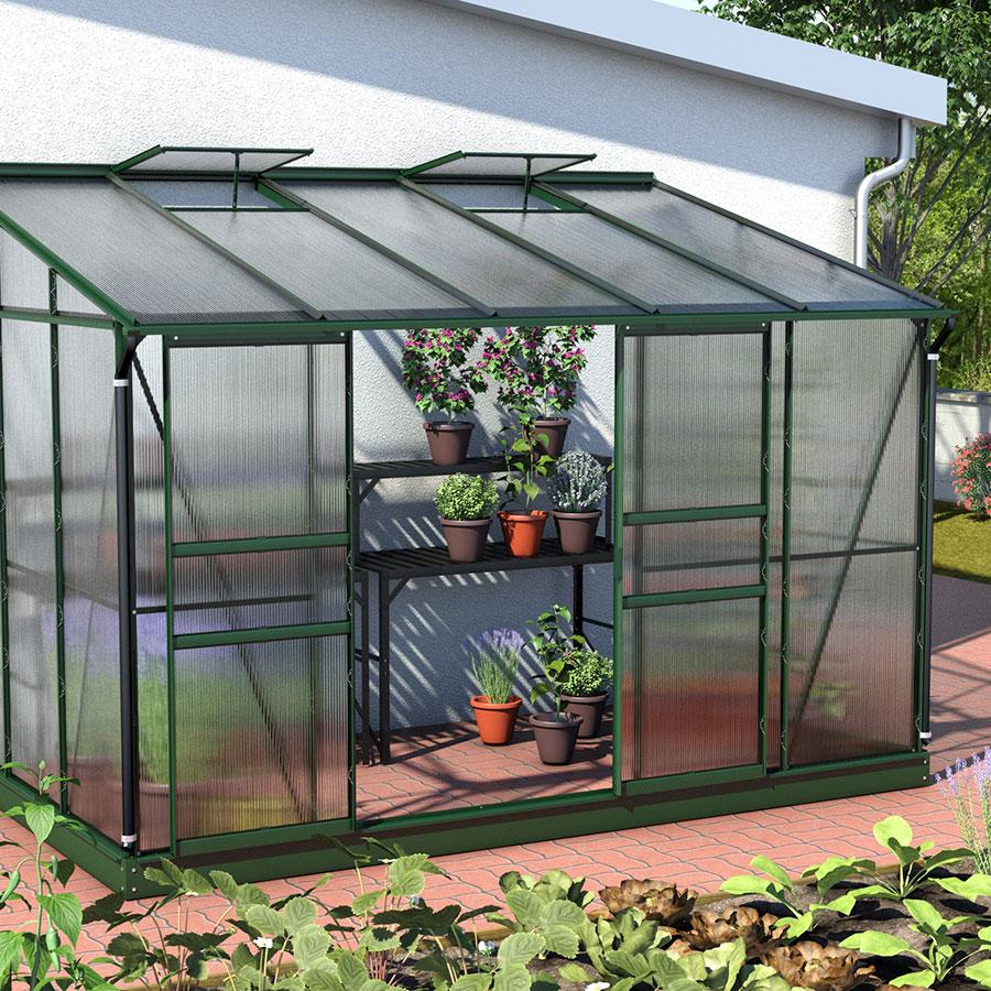 Vitavia Anlehngewächshaus Osiris Tomatenhaus Smaragd, 4 mm, 201x324x221 cm (LxBxH)