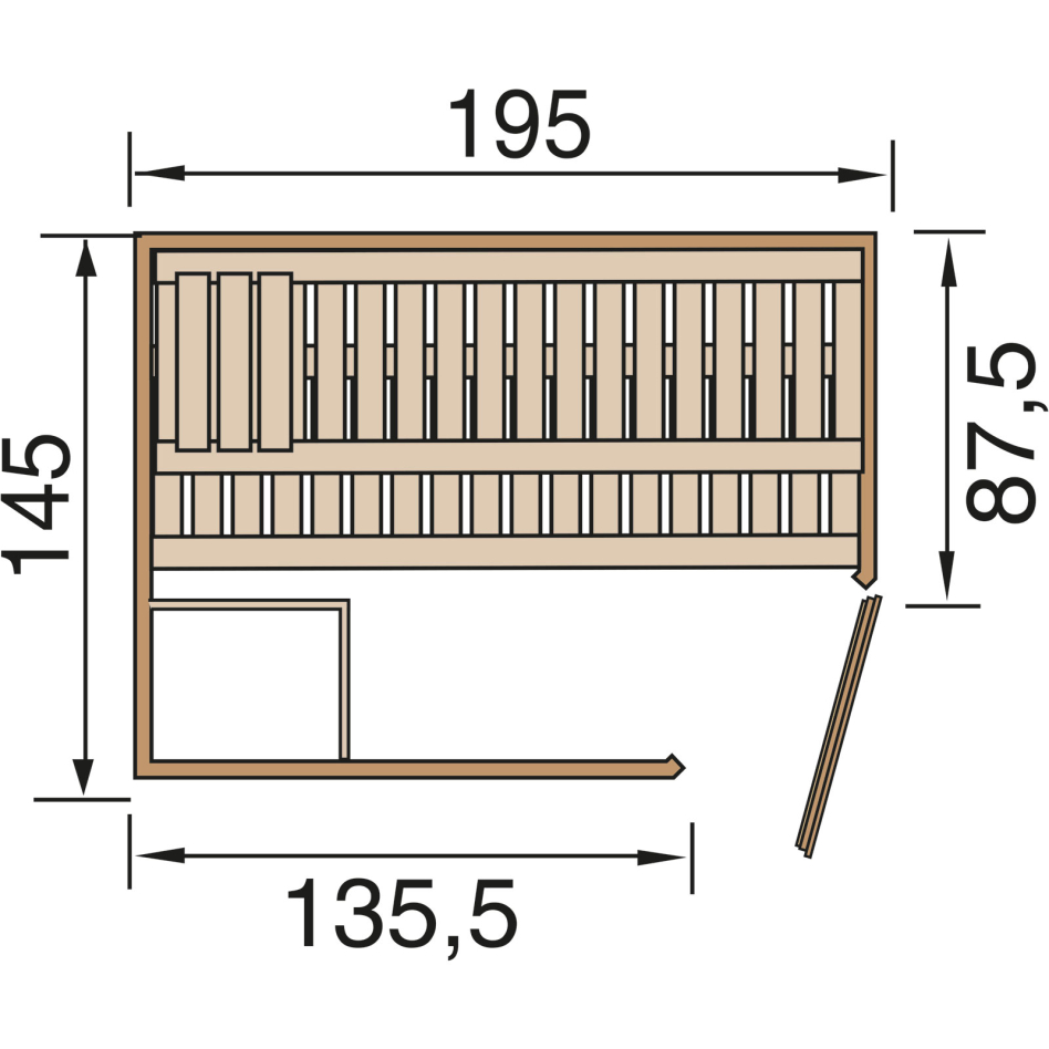 weka Designsauna Ecksauna KEMI Fichte, Glastür, 195x145 cm