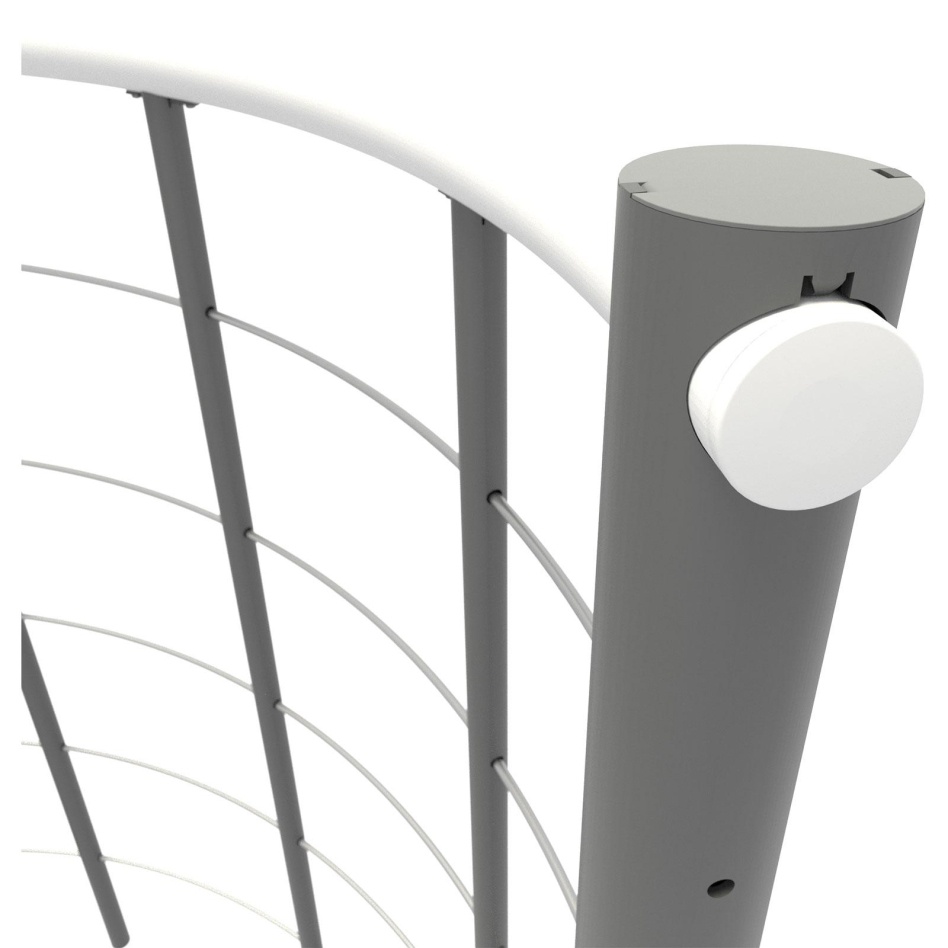 Minka balustrade grise avec câbles et main courante bois massif rond, 160 cm, Hêtre,weiß gebeizt & lackiert