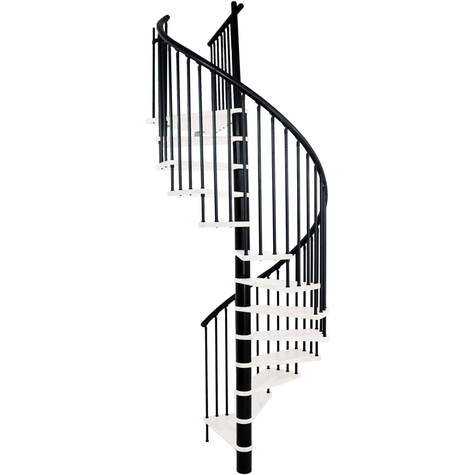 Escalier en colimaçon Minka SPIRAL EFFECT noir, 140 cm, Hêtre,weiß gebeizt & lackiert
