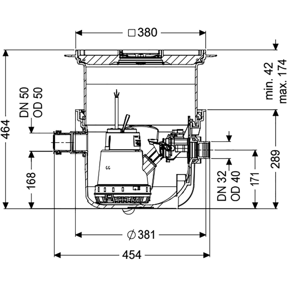 KESSEL Hebeanlage Minilift L KTP 300 resistant Unterflurinstallation, befliesbare Abdeckplatte