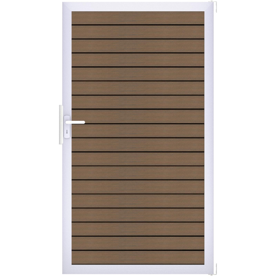 GroJa Einzeltor Solid Rhombus BPC-Steckzaun Teak co-extrudiert, Silber EV1