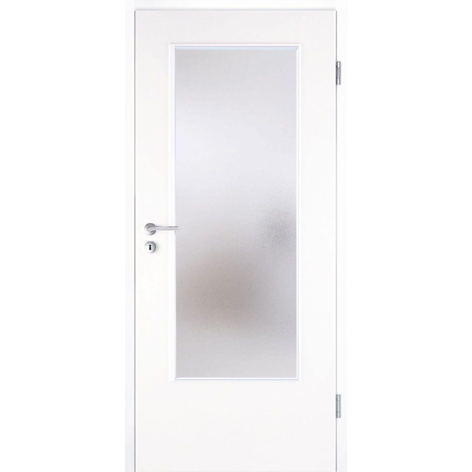 Kilsgaard Zimmertür mit Lichtausschnitt/Glas Weiß lackiert Lamikor Typ 43/LA Rundkante, DIN Rechts, 985x2110 mm,Chinchilla (ESG)