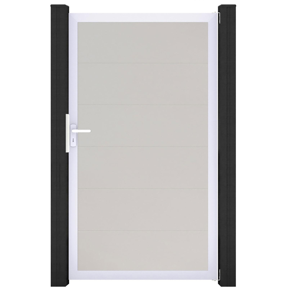 GroJa Einzeltor BasicLine PVC-Steckzaun Weiß , Silber EV1