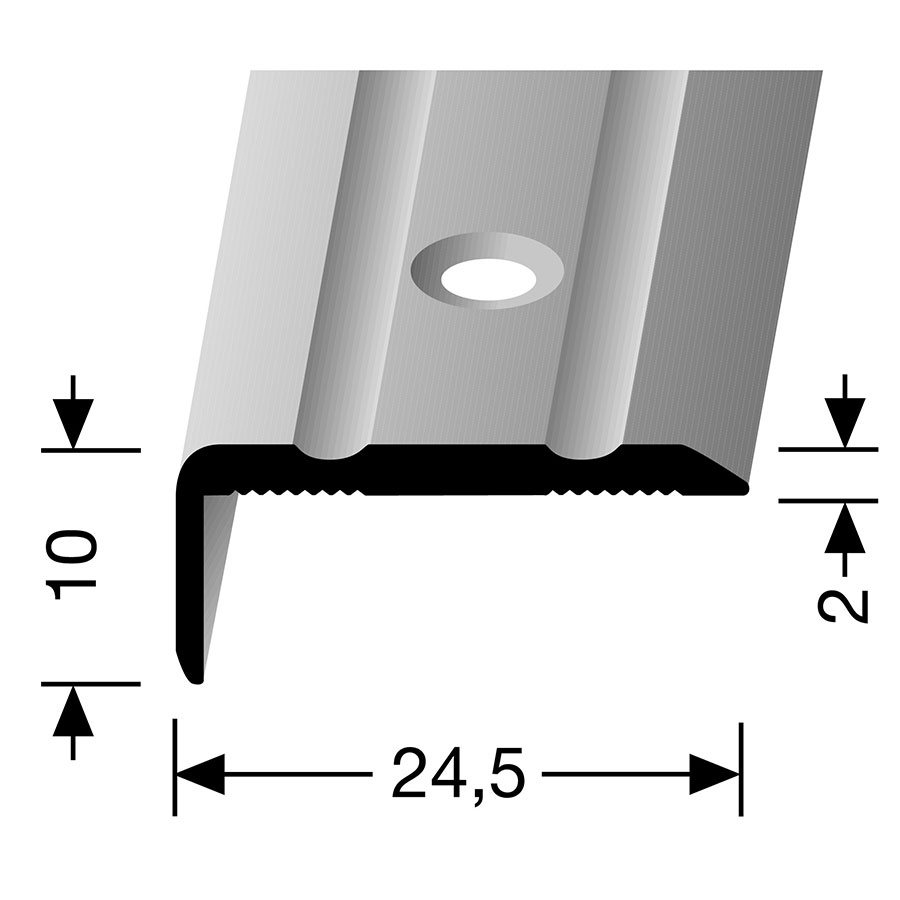 PARKETTFREUND Winkelprofil Alu eloxiert Sand Schrauben und Dübel Übergangsschiene grau, 200 cm, 10 mm Image