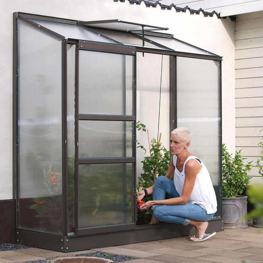 Vitavia Anlehngewächshaus Styx Tomatenhaus Schwarz, 4 mm, 69x193x182 cm (LxBxH),HKP (Hohlkammerplatten)