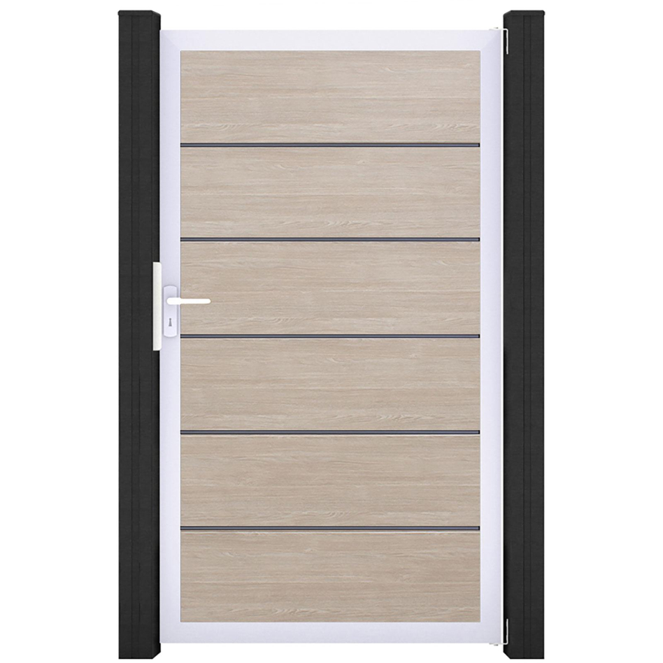 GroJa Einzeltor BasicLine Premium PVC-Steckzaun Sheffield Oak , Silber EV1