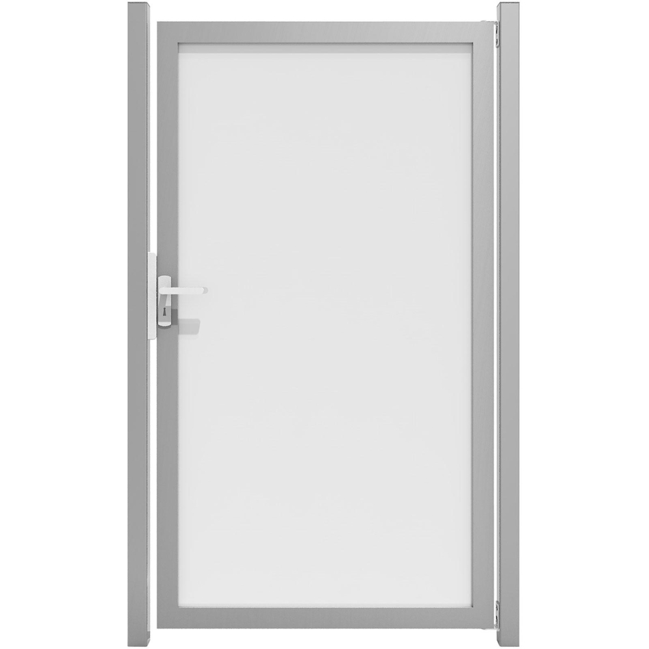 Portillon clôture occultante GroJa Ambiente en verre satiné, DIN droite, argent EV1