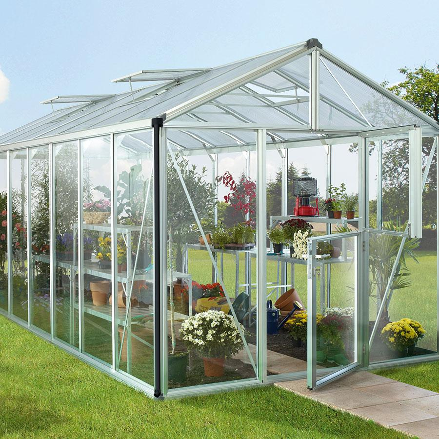 Vitavia Gewächshaus Zeus Tomatenhaus Silber Kombiverglasung, 614x258x250 cm (LxBxH)