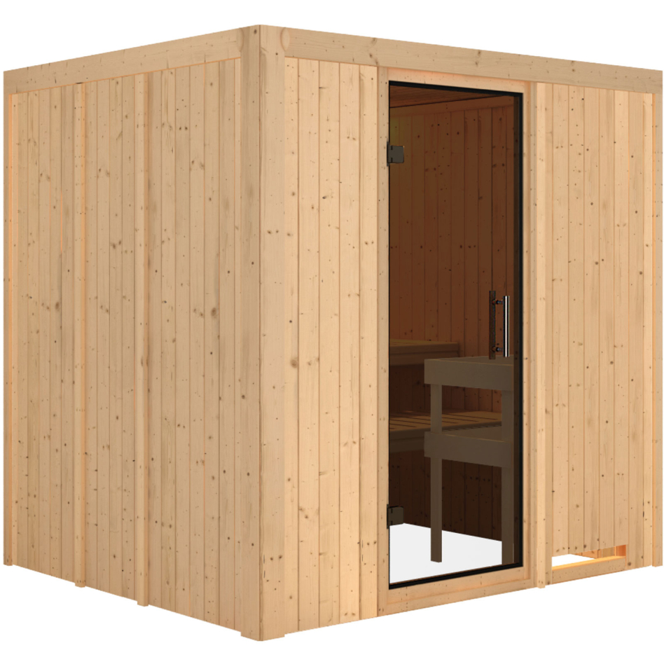 Sauna Karibu Daria, sans poêle, graphit,Porte tout verre,sans corniche