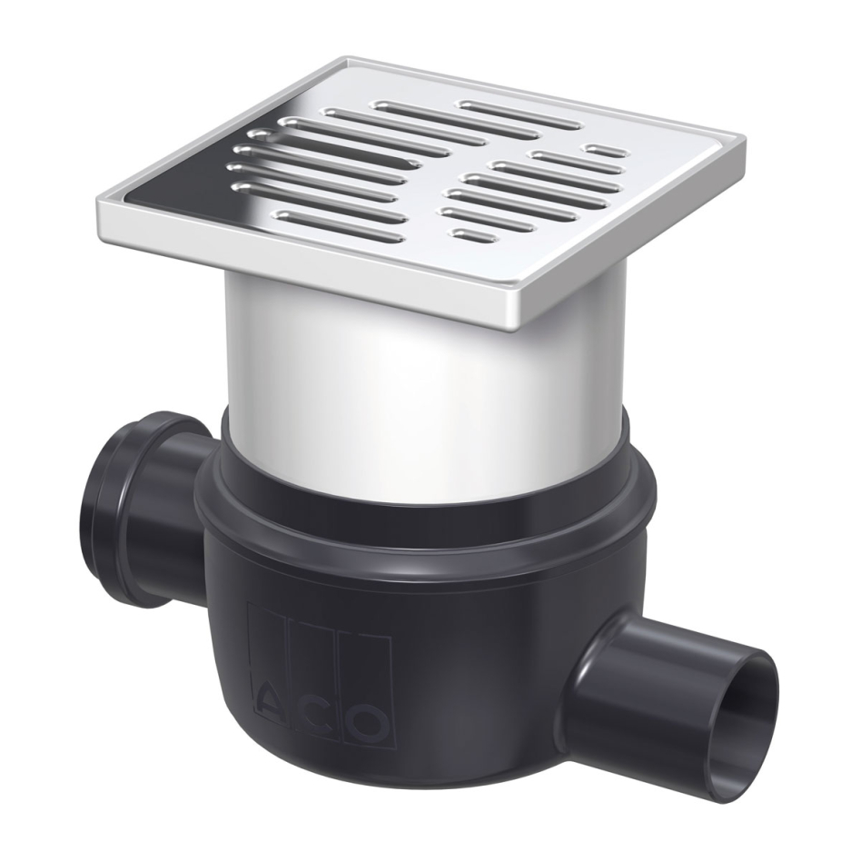 ACO Badablauf 150x150mm Easyflow Zulauf-Ablauf seitlich, DN 50