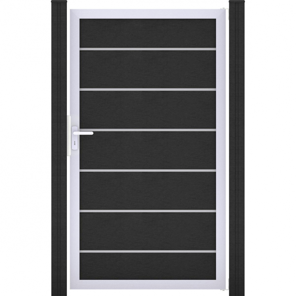 GroJa Einzeltor Solid Grande Premium Steckzaun Anthrazitgrau, 100 cm, Silber EV1
