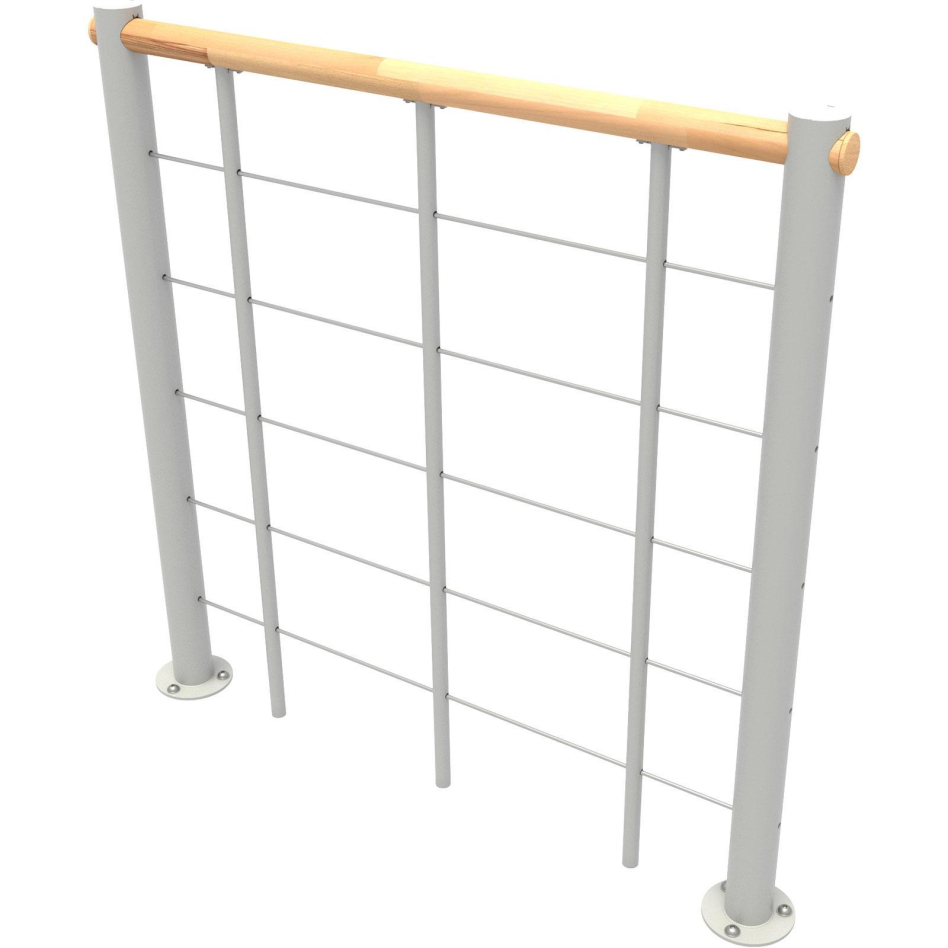 Minka balustrade blanche avec câbles et main courante bois massif droit, laqué, Hêtre