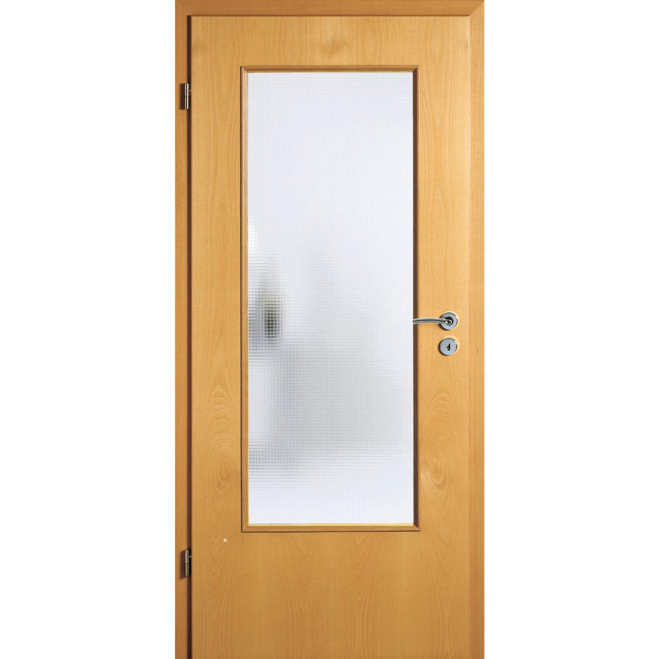 Kilsgaard Zimmertür mit Lichtausschnitt/Glas Buche Lamikor Typ 43/LA Rundkante, DIN Links, 985x2110 mm,Mastercarré (ESG)