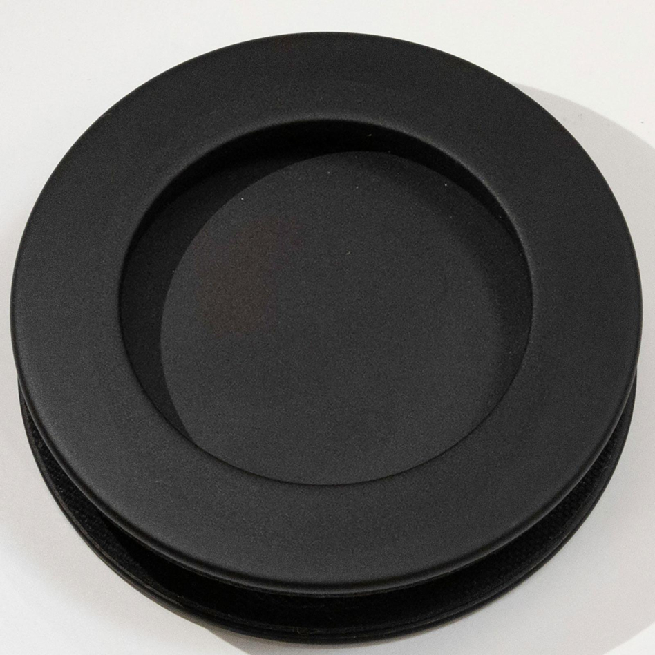 ECLISSE Schiebetürmuschelpaar für Glas ungelocht rund für 50 mm Bohrung, Edelstahl schwarz