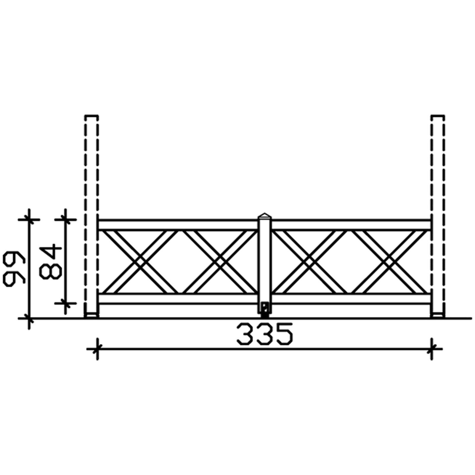 Skan Holz Brüstung Andreaskreuz, für 4-Eck Pavillons und Terrassenüberdachungen, Schiefergrau, 335 cm