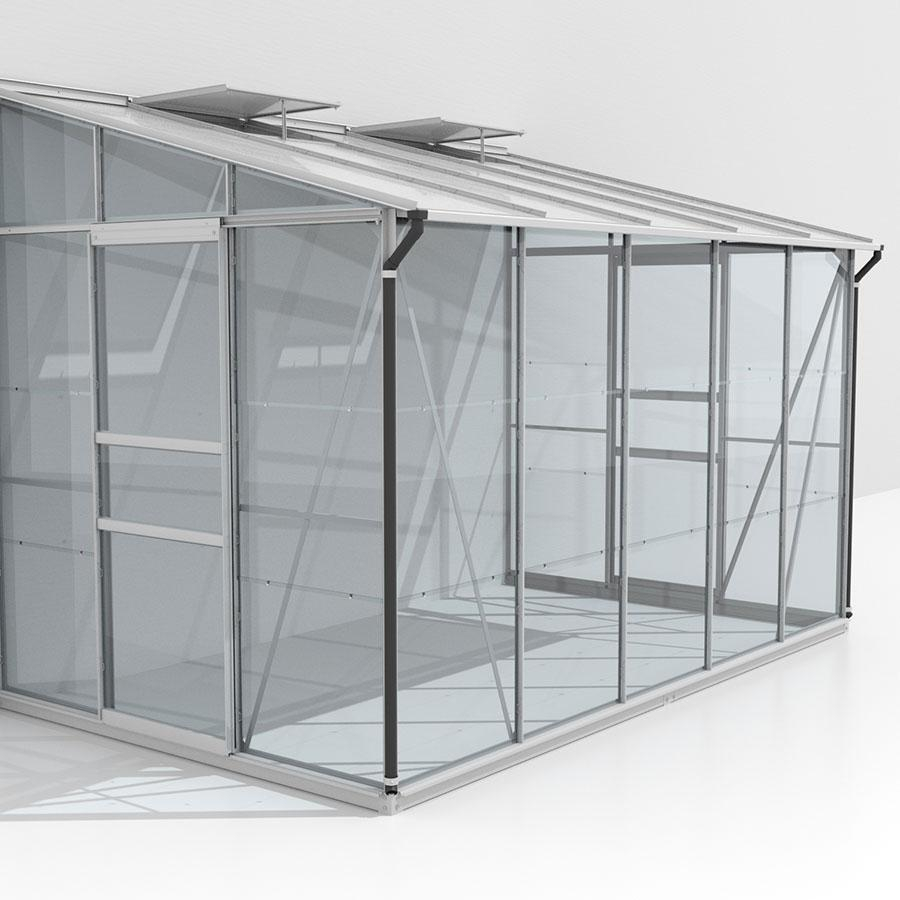 Vitavia Anlehngewächshaus Osiris Tomatenhaus Kombiverglasung Silber, 201x324x221 cm (LxBxH)